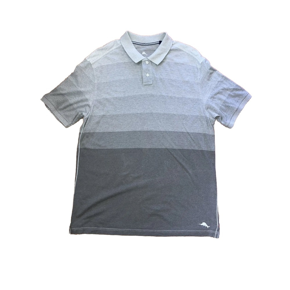 TOMMY BAHAMA LARGE Polo Shirt Mens Faded Gray 100% Cotton Short Sleeve